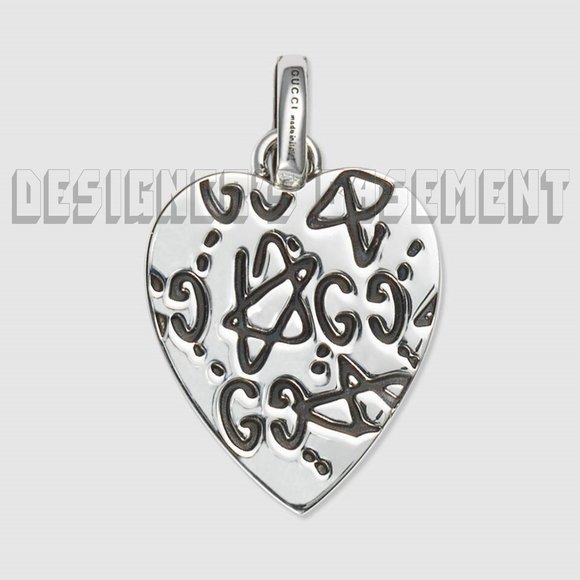 GUCCI Ag925 Sterling Silver HEART with GG SKULL Trouble Andrew pendant charm NIB - Picture 5 of 6